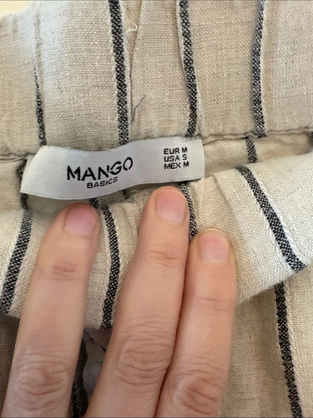 Mango Linen Striped Drawstring Pants - S - Picture 2 of 6